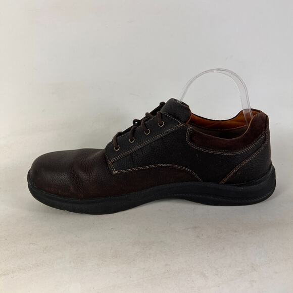LLbean loafers shoes mens size 10.5 brown pebbled leather lace up office minimal main image 10